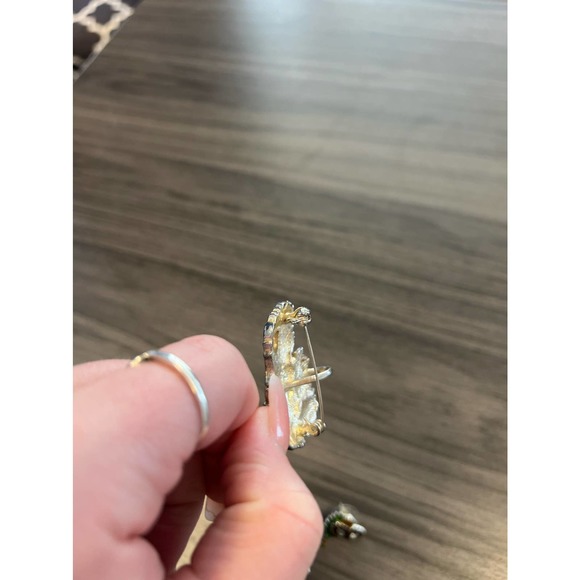 VTG Mardi Gras Mask Feathers Brooch Pin w/ Matching Earrings NOT MARKED - Picture 5 of 10